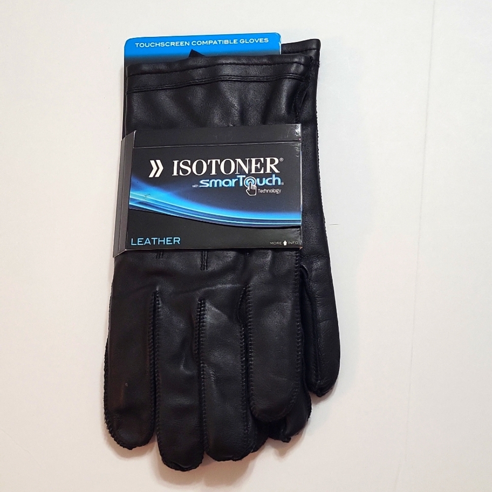 NWT Isotoner Smart Touch Leather Gloves Men's Size Xl.